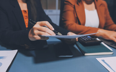 Business Documents, Auditor businesswoman checking searching document legal prepare paperwork or...