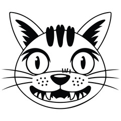 Scarred war cat with fish vector isolated white background