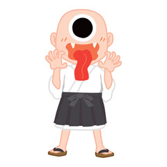 お化け屋敷で脅かしてくる一つ目小僧のベクターイラスト