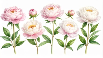Watercolor Peony Blooms Floral Illustration, Botanical Art, Peonies Peony, Botanical Illustration