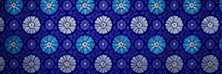 Elegant indigo floral blossoms with ornate shapes, ideal for fashion textiles and backgrounds
