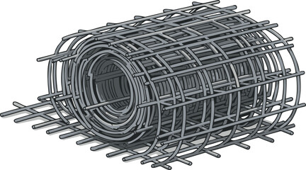 Rolled reinforcing mesh with square pattern and visible interior coils