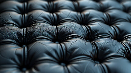 Diamond-quilted black leather with visible stitching and plush padding effect.