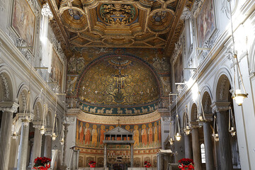 St Clemente basilica, Rome, Italy. Nave and apse