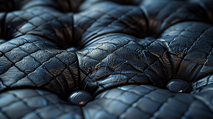 Diamond-quilted black leather with visible stitching and plush padding effect.