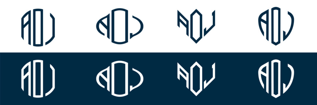 ADJ letter logo set design