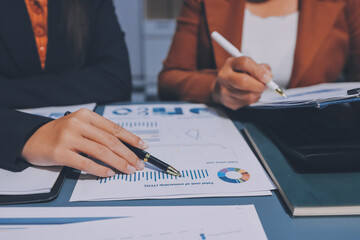 Business Documents, Auditor businesswoman checking searching document legal prepare paperwork or...