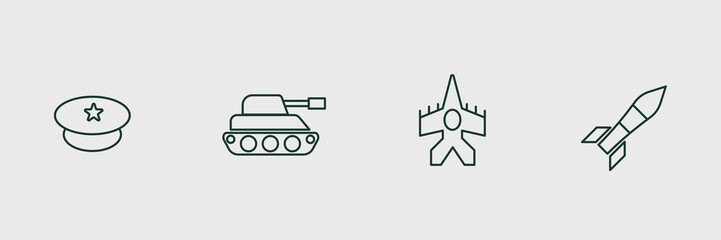 equipment for war icon collection.Tank,etc. Vector eps 10