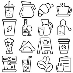 Cafe Essentials Icon Set Outline Styl