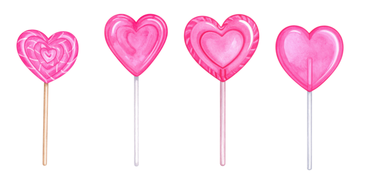 Colorful heart-shaped lollipops perfect for celebrations and sweet treats.