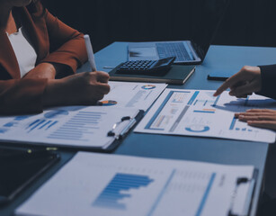 Business Documents, Auditor businesswoman checking searching document legal prepare paperwork or...