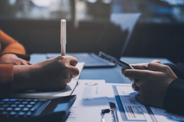 Business Documents, Auditor businesswoman checking searching document legal prepare paperwork or...