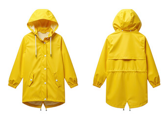 Yellow raincoat with hood isolated on transparent background