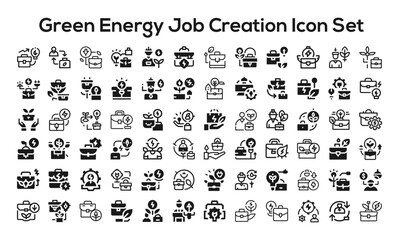 Green energy Job Creation Icon Set.svg. collection, sketches, logo illustrations, web symbols, outline style pictograms package isolated on white background. Vector graphics. stock illustration
