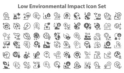 Low Environmental Impact Icon Set.svg. sketches, logo illustrations, web symbols, outline style pictograms package isolated on white background. Vector graphics. stock illustration...