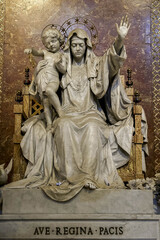St. Maria Maggiore basilica, Rome, Italy. Regina pacis, Queen of Peace, Virgin Mary and Jesus statue