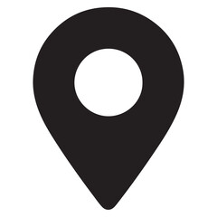 Silhouette Map Pin with City Skyline in Background