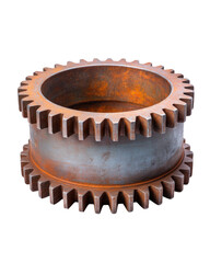 Rusty Metal Gear Wheel Industrial Vintage Cog Detailed Closeup isolated on transparent background