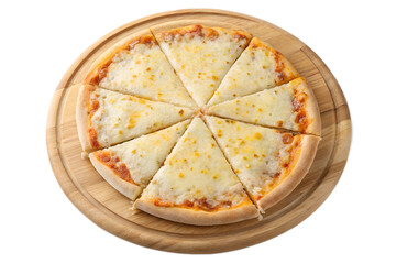 Delicious Cheese Pizza Slices on Wooden Board