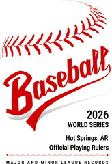 Red and white design promoting the World Series in Hot Springs, Arkansas. Vector illustration on white background