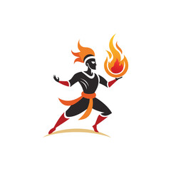 Flat and Minimal a fire dancer vector illustration