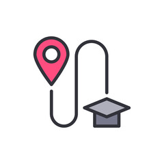 Journey Of Education From Beginning To Graduation Symbol Icon