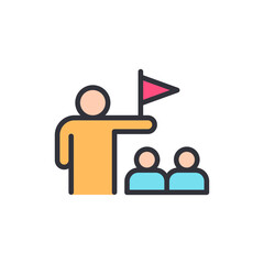 Leader Presenting To An Audience With A Red Flag On Transparent