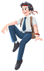 Boy Student Celebrating Indonesian Independence Day on 17 August Illustration