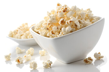 Delicious Buttery Popcorn in White Bowl, Snack Food