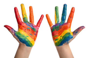 Colorful Rainbow Painted Hands, Child's Hands, Art