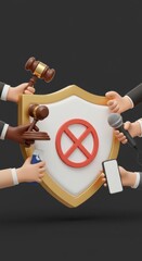 3D Render: Digital Shield Protection Against Media Scrutiny and Legal Challenges
