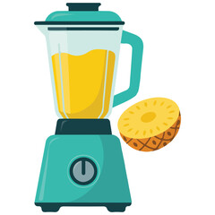 Blender with pineapple smoothie vector isolated white background