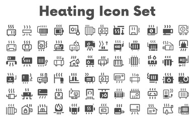 Heating Icon Set, Best and Creative Icon Design, sketches, logo illustrations, web symbols, outline style pictograms package isolated on white background. Vector graphics. stock illustration...