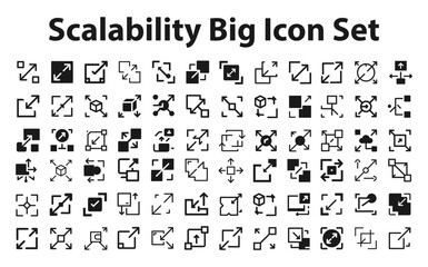 Scalability Icon Set.svg. sketches, logo illustrations, web symbols, outline style pictograms package isolated on white background. Vector graphics. stock illustration...