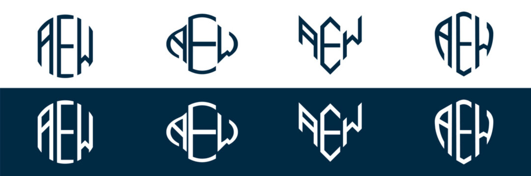 AEW letter logo set design