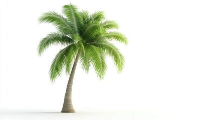 Obraz premium Single palm tree against white background