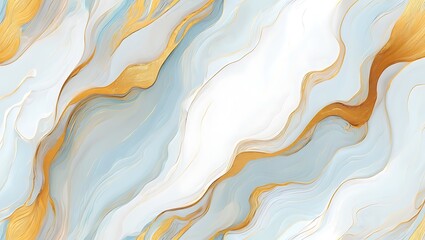 Abstract Watercolor Painting Gold Glitter Streaks on Blue and White