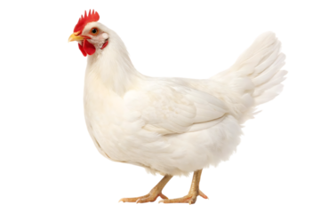 White hen isolated on transparent background