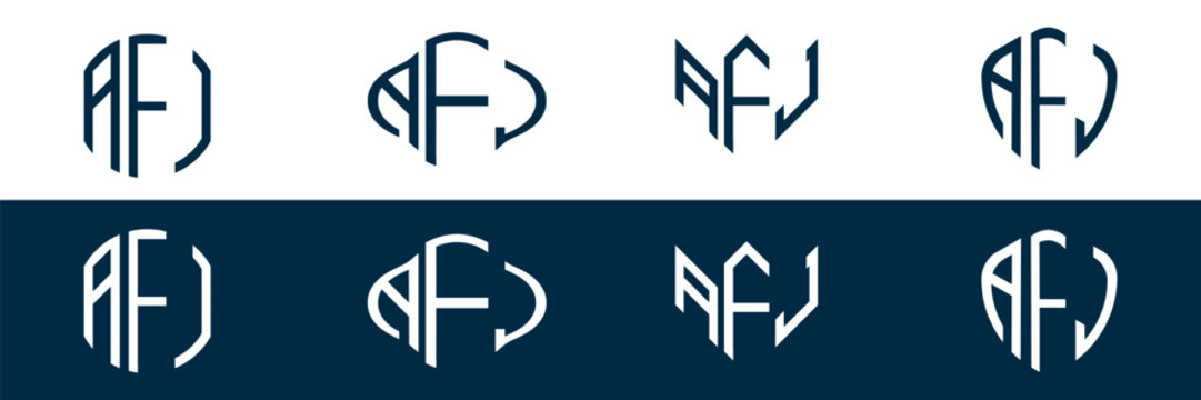 AFJ letter logo set design