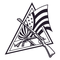 Retro silhouette badge with crossed rifles style vector
