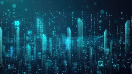 Obraz premium Digital cityscape, a futuristic representation of a city.