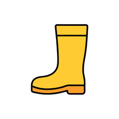 Yellow Rubber Rain Boots Vector Icon for Fashion Footwear and Rainy Day Theme