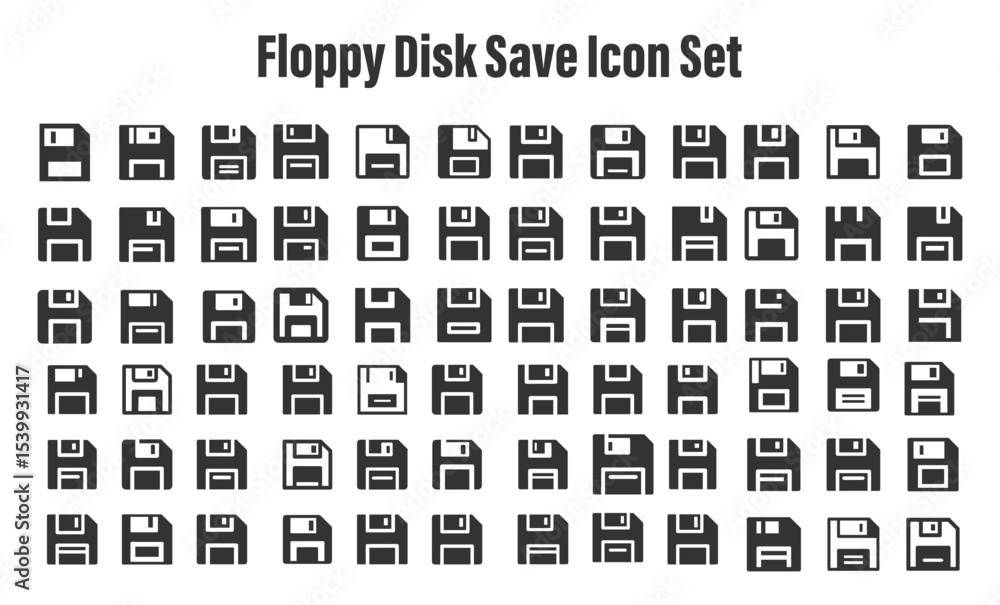 Fototapete floppy disk save icon set.svg. sketches, logo illustrations, web symbols, outline style pictograms p