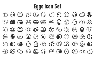 eggs Icon Set.svg.  sketches, logo illustrations, web symbols, outline style pictograms package isolated on white background. Vector graphics. stock illustration...