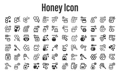 Honey Icon Set.svg.  sketches, logo illustrations, web symbols, outline style pictograms package isolated on white background. Vector graphics. stock illustration...