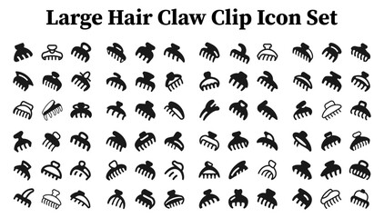 Large Hair Claw Clip Icon Set.svg.  sketches, logo illustrations, web symbols, outline style pictograms package isolated on white background. Vector graphics. stock illustration...