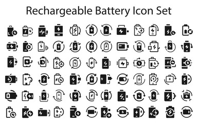 Rechargeable battery Icon Set.svg. sketches, logo illustrations, web symbols, outline style pictograms package isolated on white background. Vector graphics. stock illustration...