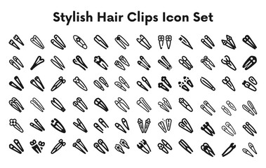 Stylish Hair Clips Big Icon Set.svg. creative modern icon set, Professional Symbol download scalable vector file