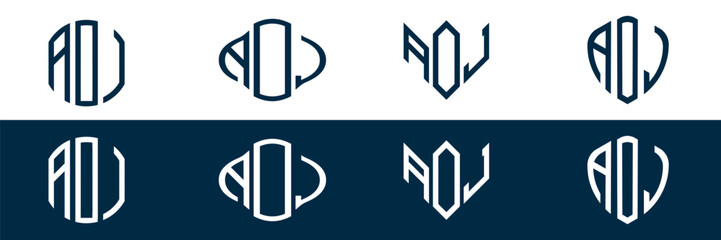 AOJ letter logo set design