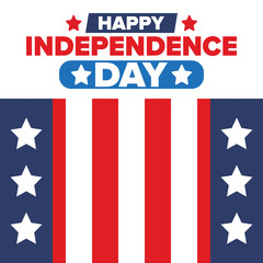 Independence Day in United States of America. The Fourth of July. Happy national holiday, celebrated annual in July 4. American flag. Country freedom day. Patriotic event design. Vector poster